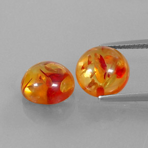 캐럿 천연 옐로우 오렌지 호박 보석, 투명한, 9.50 mm, 투명/반투명