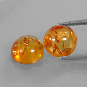 캐럿 천연 옐로우 오렌지 호박 보석, 투명한, 9.56 mm, 투명/반투명
