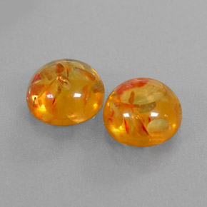캐럿 천연 옐로우 오렌지 호박 보석, 투명한, 9.56 mm, 투명/반투명
