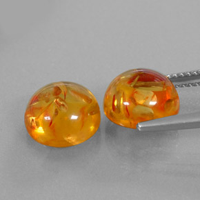 캐럿 천연 옐로우 오렌지 호박 보석, 투명한, 9.56 mm, 투명/반투명