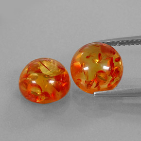 캐럿 천연 옐로우 오렌지 호박 보석, 투명한, 9.38 mm, 투명/반투명