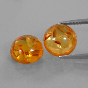 캐럿 천연 옐로우 오렌지 호박 보석, 투명한, 9.53 mm, 투명/반투명