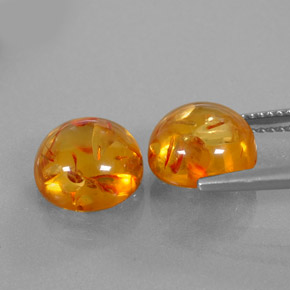 캐럿 천연 옐로우 오렌지 호박 보석, 투명한, 9.53 mm, 투명/반투명