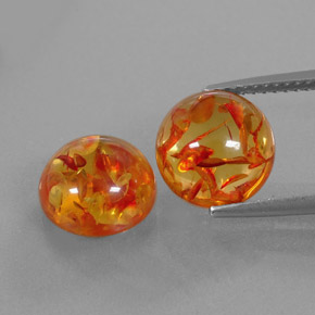 캐럿 천연 옐로우 오렌지 호박 보석, 투명한, 9.38 mm, 투명/반투명