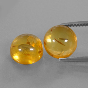 캐럿 천연 옐로우 오렌지 호박 보석, 투명한, 9.53 mm, 투명/반투명