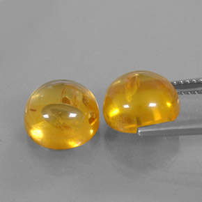 캐럿 천연 옐로우 오렌지 호박 보석, 투명한, 9.53 mm, 투명/반투명