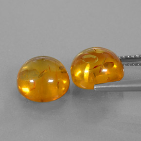 캐럿 천연 옐로우 오렌지 호박 보석, 투명한, 9.55 mm, 투명/반투명