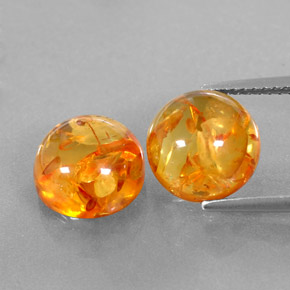 캐럿 천연 옐로우 오렌지 호박 보석, 투명한, 9.58 mm, 투명/반투명