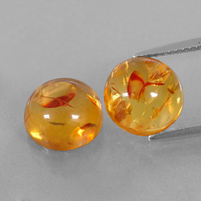 캐럿 천연 옐로우 오렌지 호박 보석, 투명한, 9.55 mm, 투명/반투명