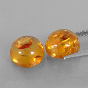 캐럿 천연 옐로우 오렌지 호박 보석, 투명한, 9.55 mm, 투명/반투명