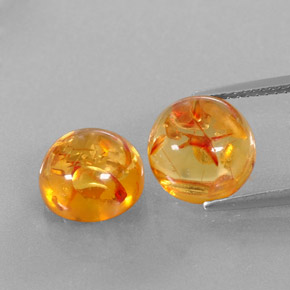 캐럿 천연 옐로우 오렌지 호박 보석, 투명한, 9.42 mm, 투명/반투명