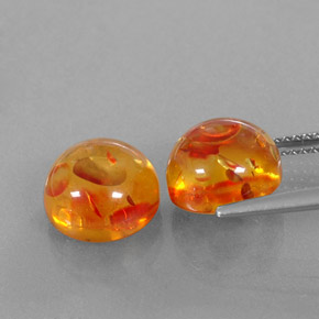 캐럿 천연 옐로우 오렌지 호박 보석, 투명한, 9.55 mm, 투명/반투명