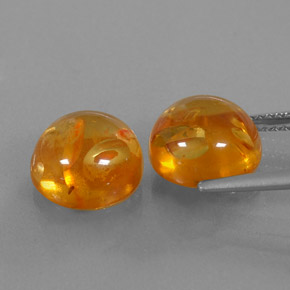 캐럿 천연 옐로우 오렌지 호박 보석, 투명한, 9.55 mm, 투명/반투명