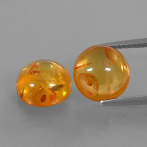 캐럿 천연 옐로우 오렌지 호박 보석, 투명한, 9.68 mm, 투명/반투명