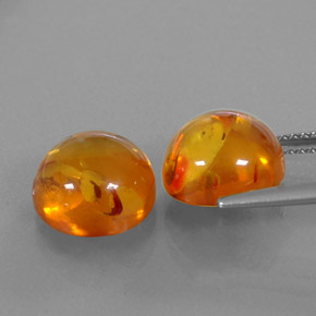 캐럿 천연 옐로우 오렌지 호박 보석, 투명한, 9.55 mm, 투명/반투명