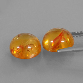 캐럿 천연 옐로우 오렌지 호박 보석, 투명한, 9.53 mm, 투명/반투명