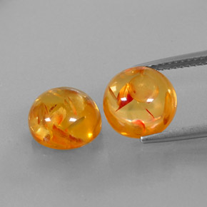 캐럿 천연 옐로우 오렌지 호박 보석, 투명한, 9.58 mm, 투명/반투명