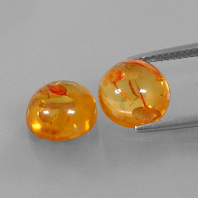 캐럿 천연 옐로우 오렌지 호박 보석, 투명한, 9.53 mm, 투명/반투명