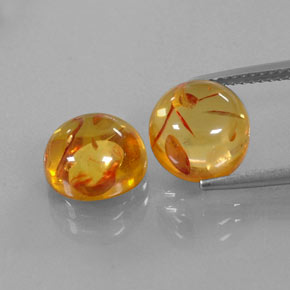 캐럿 천연 옐로우 오렌지 호박 보석, 투명한, 9.48 mm, 투명/반투명