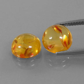 캐럿 천연 옐로우 오렌지 호박 보석, 투명한, 9.51 mm, 투명/반투명