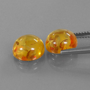 캐럿 천연 옐로우 오렌지 호박 보석, 투명한, 9.51 mm, 투명/반투명