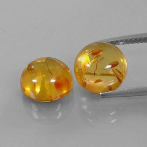캐럿 천연 옐로우 오렌지 호박 보석, 투명한, 9.59 mm, 투명/반투명