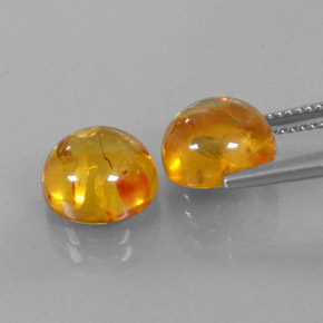 캐럿 천연 옐로우 오렌지 호박 보석, 투명한, 9.59 mm, 투명/반투명