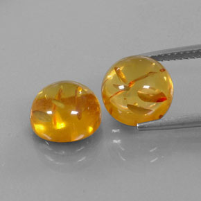캐럿 천연 옐로우 오렌지 호박 보석, 투명한, 9.62 mm, 투명/반투명