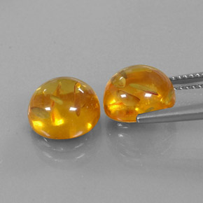 캐럿 천연 옐로우 오렌지 호박 보석, 투명한, 9.62 mm, 투명/반투명