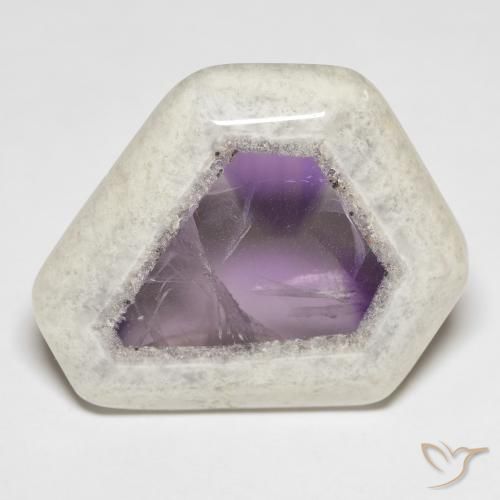 45.43캐럿 천연 멀티컬러 아메시스트 지오드 슬라이스, 멋진 모양, 30.7×28.4 mm, 투명한