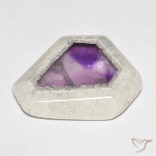 45.43캐럿 천연 멀티컬러 아메시스트 지오드 슬라이스, 멋진 모양, 30.7×28.4 mm, 투명한
