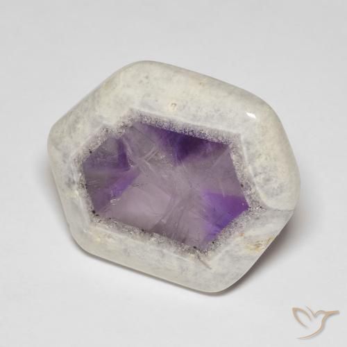 33.06캐럿 천연 멀티컬러 아메시스트 지오드 슬라이스, 멋진 모양, 26.3×22.7 mm, 투명한