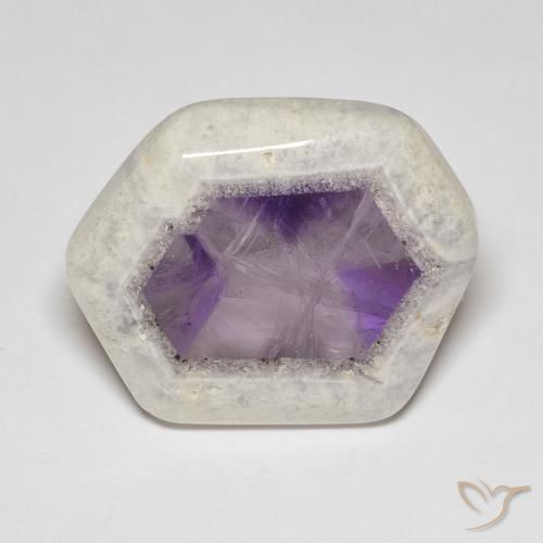 33.06캐럿 천연 멀티컬러 아메시스트 지오드 슬라이스, 멋진 모양, 26.3×22.7 mm, 투명한