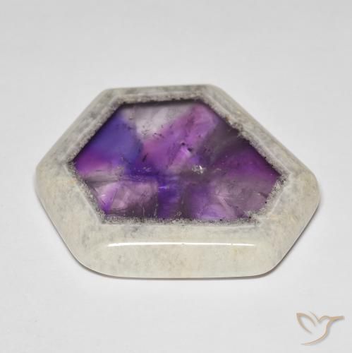 66.39캐럿 천연 멀티컬러 아메시스트 지오드 슬라이스, 멋진 모양, 35.7×35.3 mm, 투명한