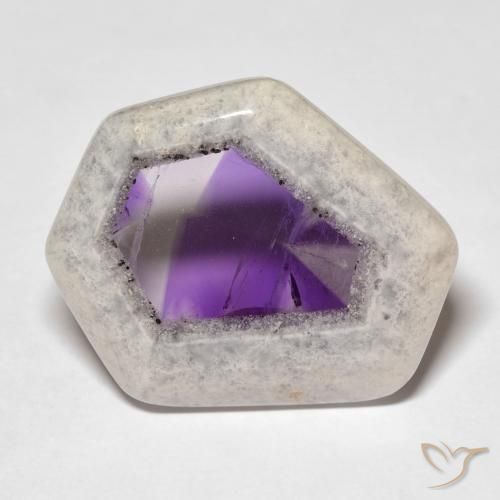 29.19캐럿 천연 멀티컬러 아메시스트 지오드 슬라이스, 멋진 모양, 26.3×23.9 mm, 투명한