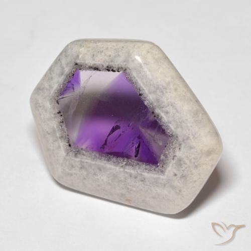 29.19캐럿 천연 멀티컬러 아메시스트 지오드 슬라이스, 멋진 모양, 26.3×23.9 mm, 투명한