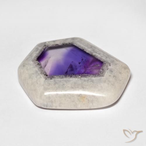 29.19캐럿 천연 멀티컬러 아메시스트 지오드 슬라이스, 멋진 모양, 26.3×23.9 mm, 투명한