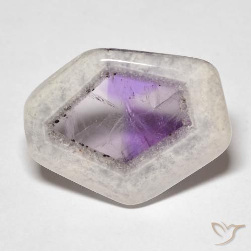18.38ct 자연스러운 다색 자수정 지오드 슬라이스, 팬시한, 투명한
