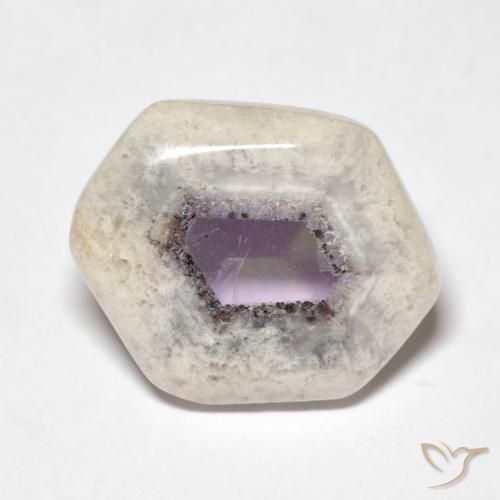 8.08캐럿 천연 멀티컬러 아메시스트 지오드 슬라이스, 멋진 모양, 16.6×13.5 mm, 투명한