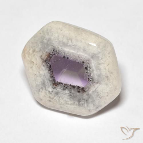 8.08캐럿 천연 멀티컬러 아메시스트 지오드 슬라이스, 멋진 모양, 16.6×13.5 mm, 투명한