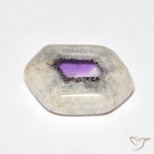 8.08캐럿 천연 멀티컬러 아메시스트 지오드 슬라이스, 멋진 모양, 16.6×13.5 mm, 투명한