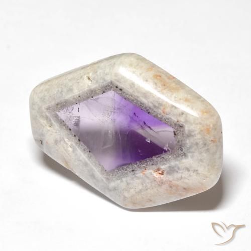 31.11캐럿 천연 멀티컬러 아메시스트 지오드 슬라이스, 멋진 모양, 29.6×23.1 mm, 투명한