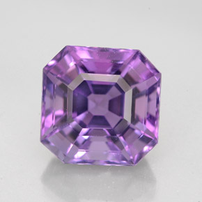 5.77캐럿 천연 바이올렛 아메시스트, 에메랄드 컷, 10.6×10.6 mm, VVS