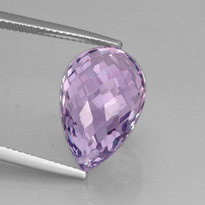 12.67캐럿 천연 바이올렛 아메시스트, 브리올레트, 17.6×11.3 mm, VVS