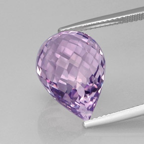 12.84캐럿 천연 바이올렛 아메시스트, 브리올레트, 16.9×11.7 mm, VVS