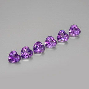 캐럿 천연 바이올렛 아메시스트 보석, 하트 모양, 6.2×6.1 mm, VVS-VS