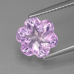 3.04캐럿 천연 바이올렛 아메시스트, 플라워 컷, 9.5×9.1 mm, 투명한