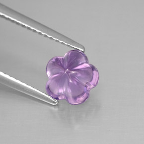 1.54캐럿 천연 바이올렛 아메시스트, 플라워 컷, 7.4×7.3 mm, 투명한