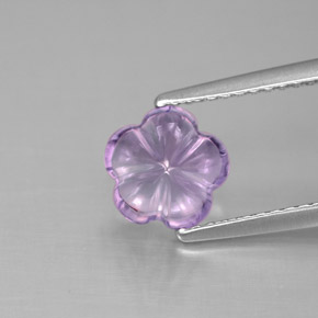 1.53캐럿 천연 바이올렛 아메시스트, 플라워 컷, 7.5×7.3 mm, 투명한
