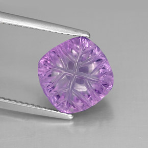 4.20캐럿 천연 바이올렛 아메시스트, 플라워 컷, 10×9.8 mm, 투명한